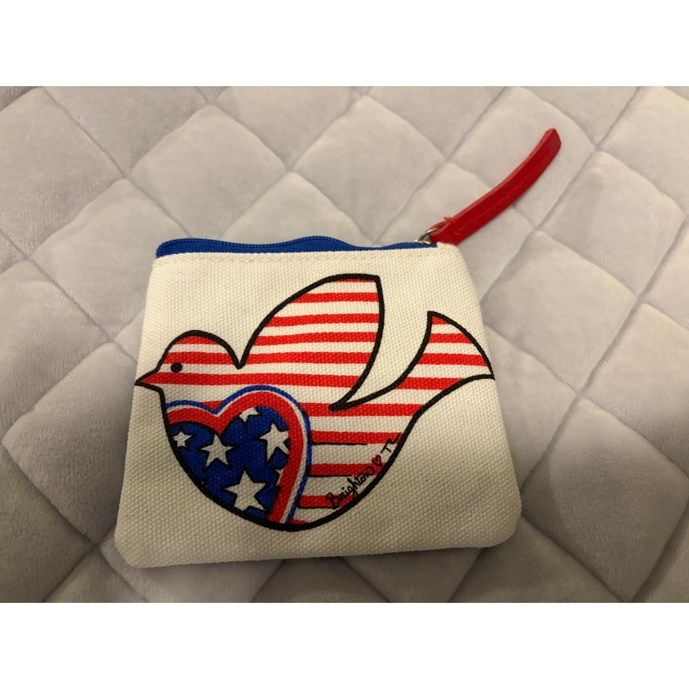 Brighton Patriotic Bird Star Canvas Coin Purse Red White Blue Americana